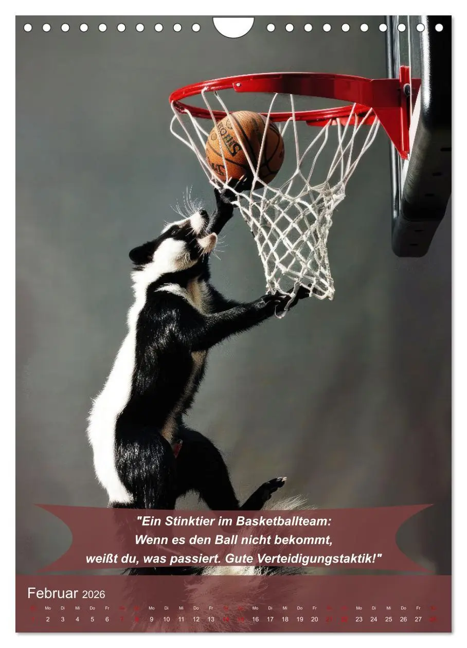 Bild: 9783516252828 | Der tierisch lustige Basketball-Kalender (Wandkalender 2026 DIN A4...
