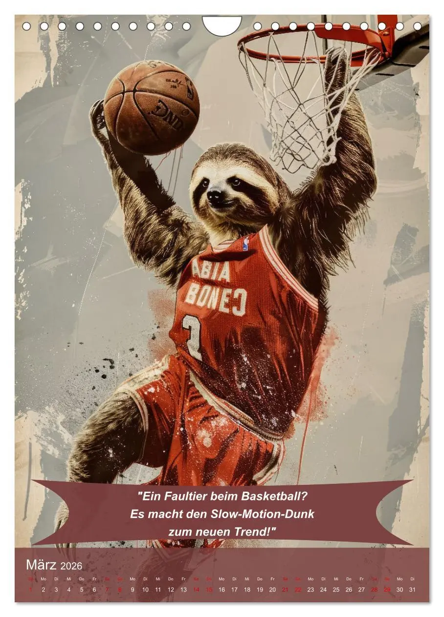 Bild: 9783516252828 | Der tierisch lustige Basketball-Kalender (Wandkalender 2026 DIN A4...