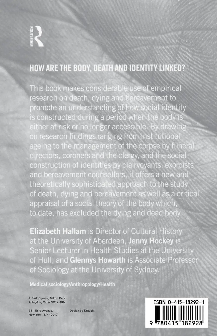 Rückseite: 9780415182928 | Beyond the Body | Death and Social Identity | Elizabeth Hallam (u. a.)