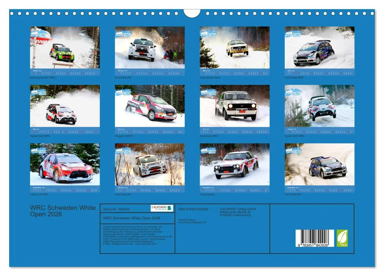 Bild: 9783457842928 | WRC Schweden White Open 2026 (Wandkalender 2026 DIN A3 quer),...