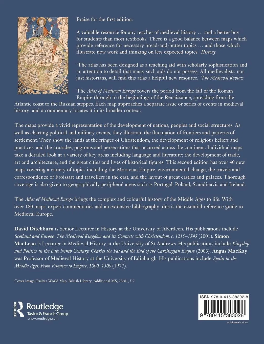 Rückseite: 9780415383028 | Atlas of Medieval Europe | David Ditchburn (u. a.) | Taschenbuch