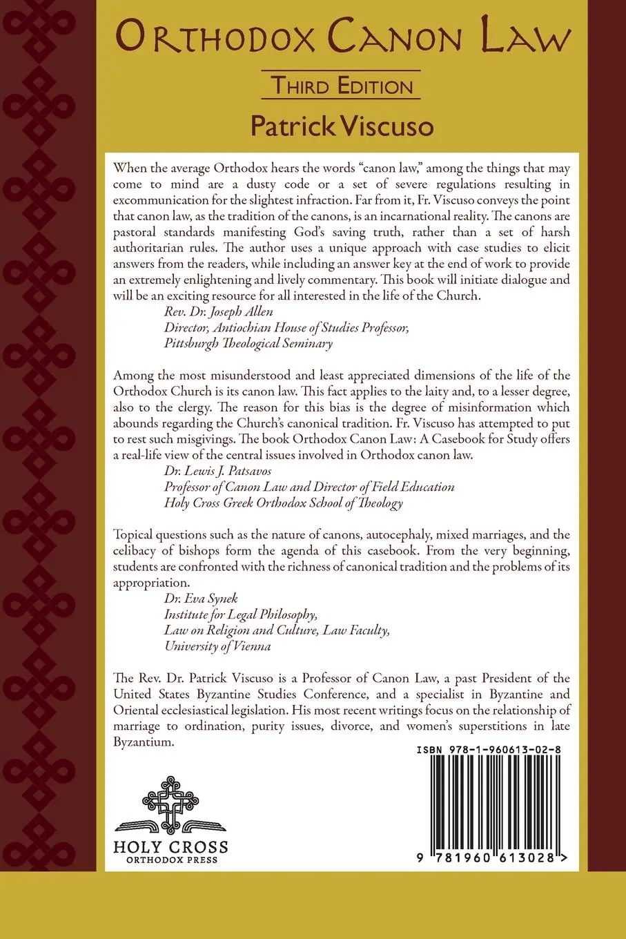 Rückseite: 9781960613028 | Orthodox Canon Law | A Casebook For Study Third Edition | Viscuso