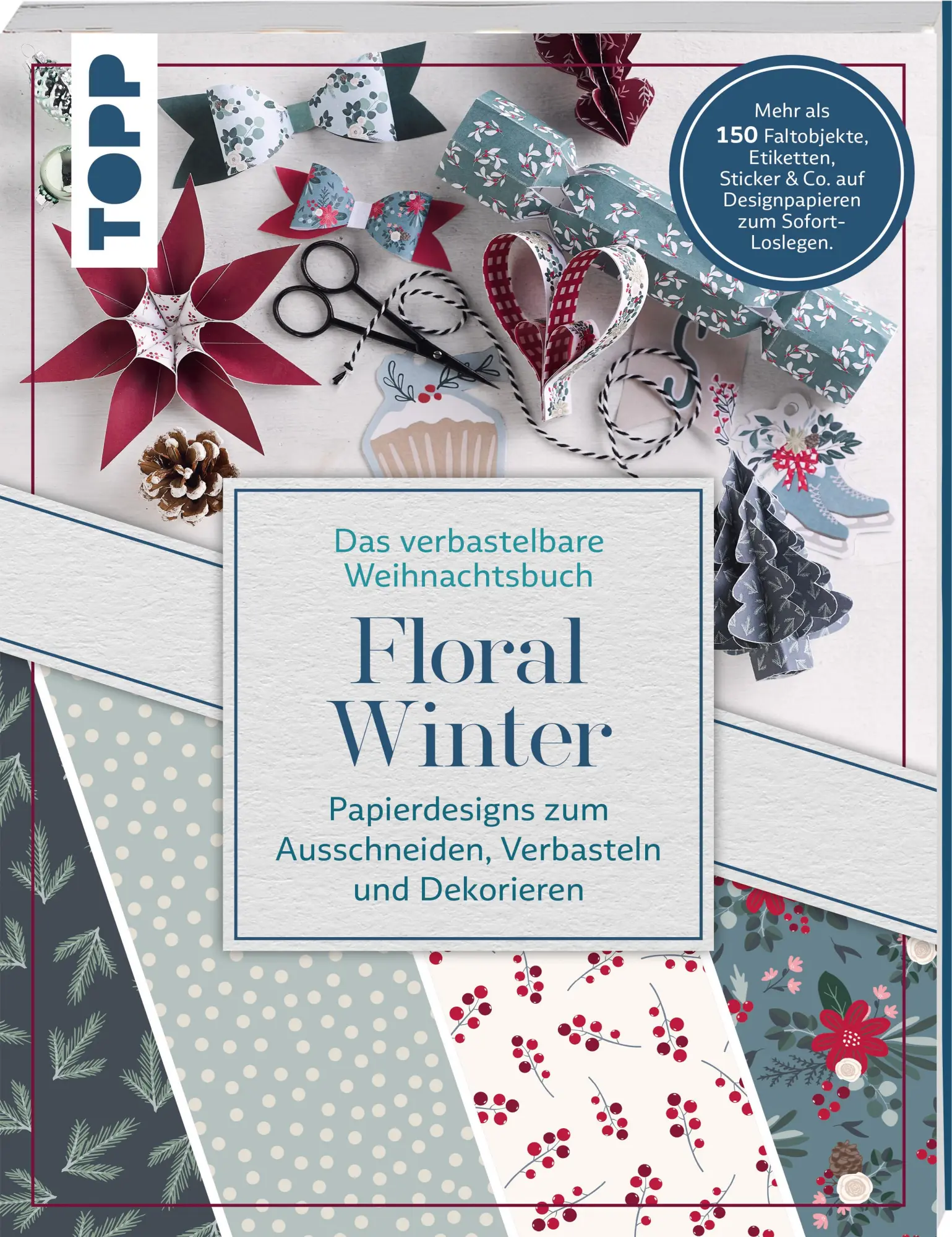 Cover: 9783735853028 | Verbastelbares Weihnachtsbuch: Floral Winter. Papierdesigns zum...