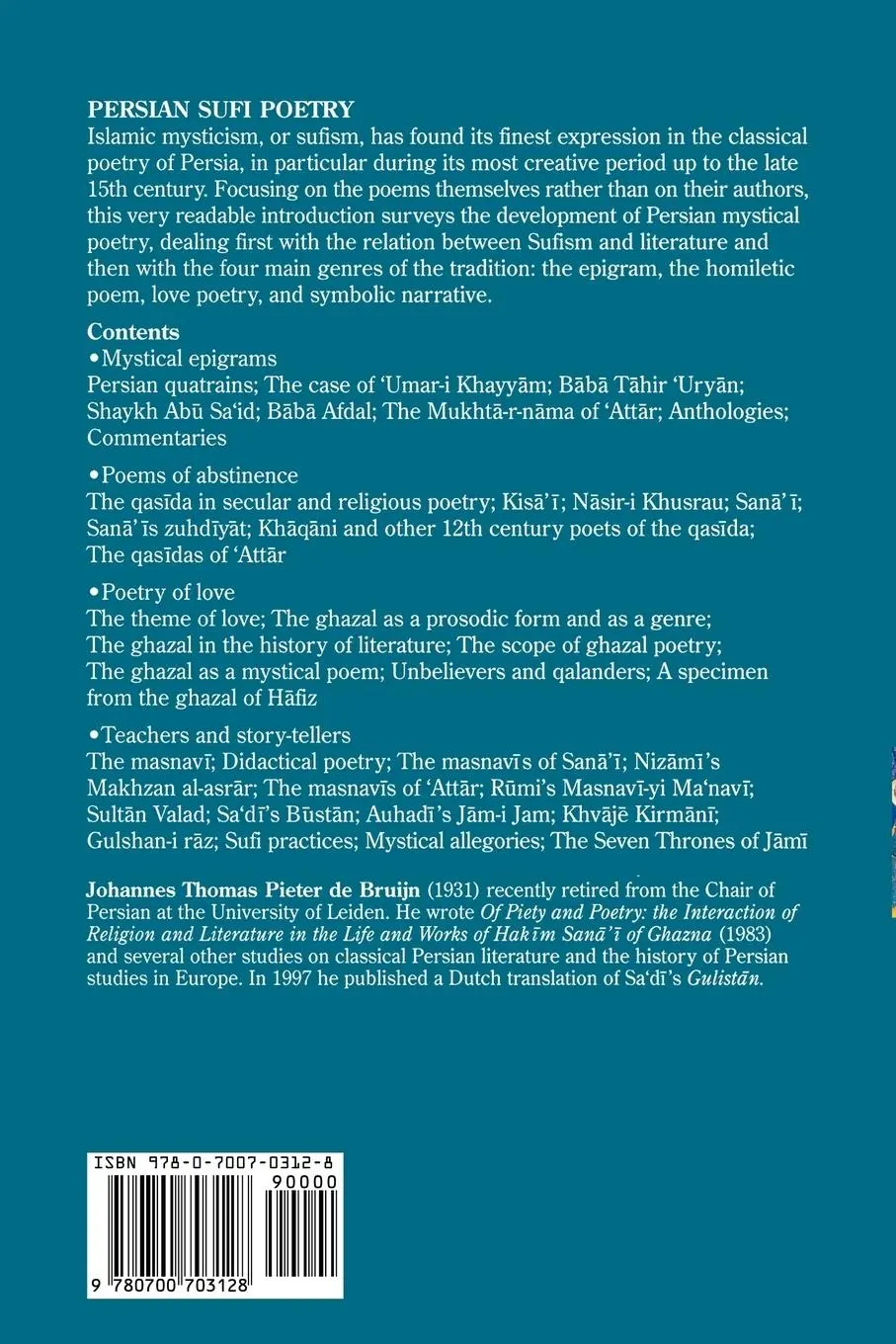Rückseite: 9780700703128 | Persian Sufi Poetry | J. T. P. De Bruijn | Taschenbuch | Englisch