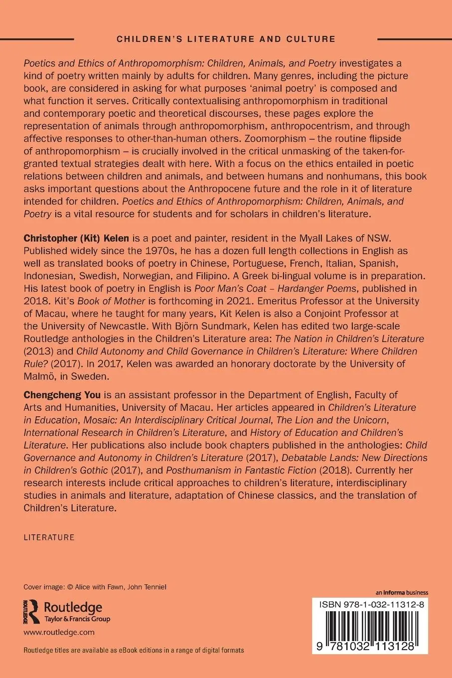 Rückseite: 9781032113128 | Poetics and Ethics of Anthropomorphism | Children, Animals, and Poetry