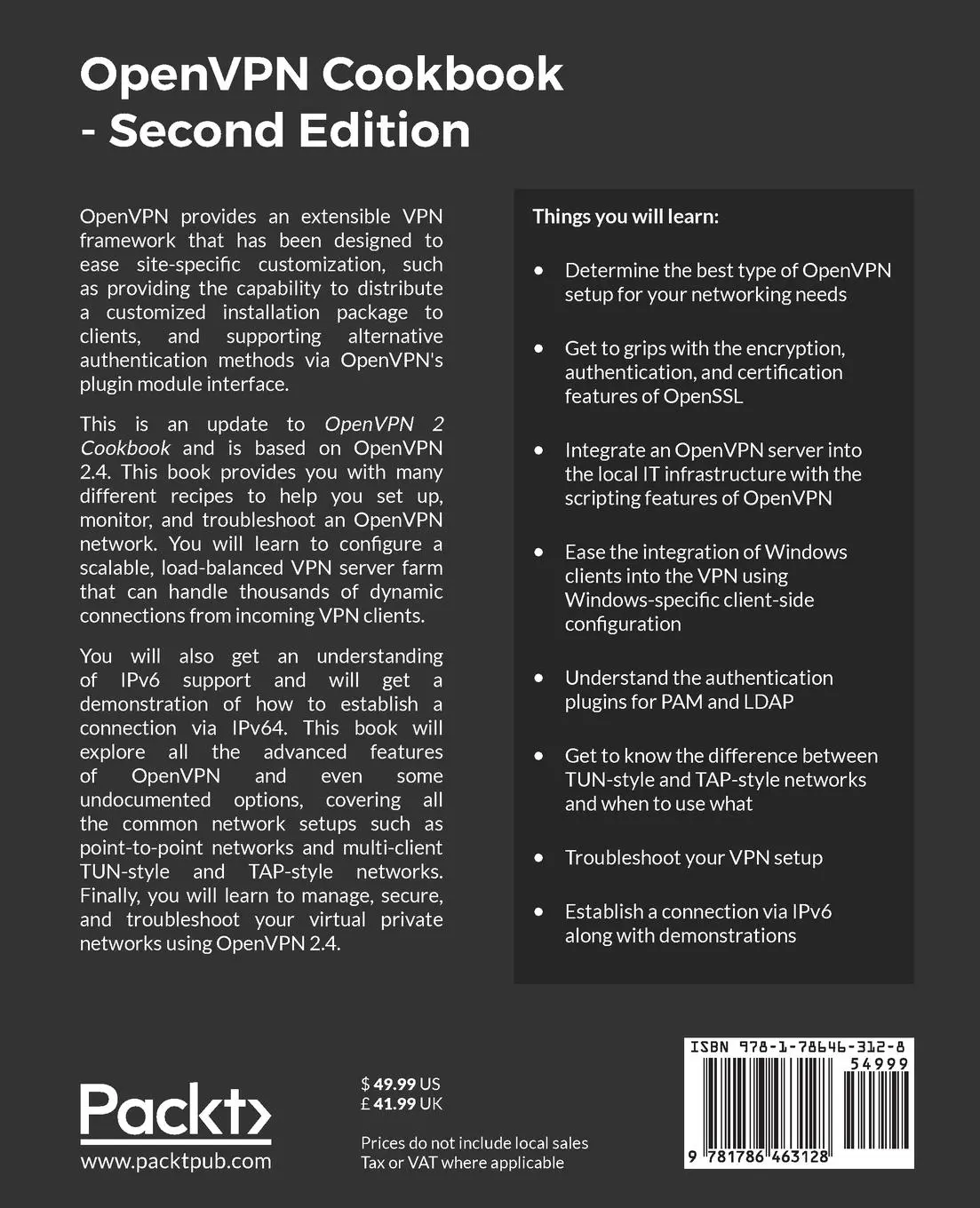 Rückseite: 9781786463128 | OpenVPN Cookbook, Second Edition | Jan Just Keijser | Taschenbuch