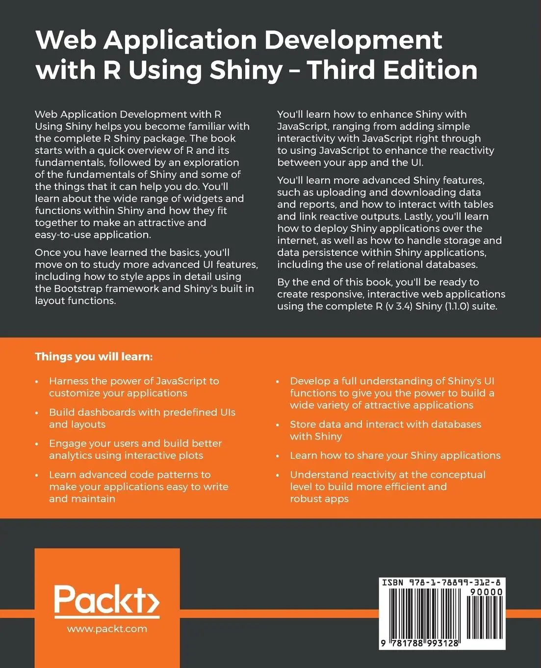 Rückseite: 9781788993128 | Web Application Development with R Using Shiny - Third Edition | Buch