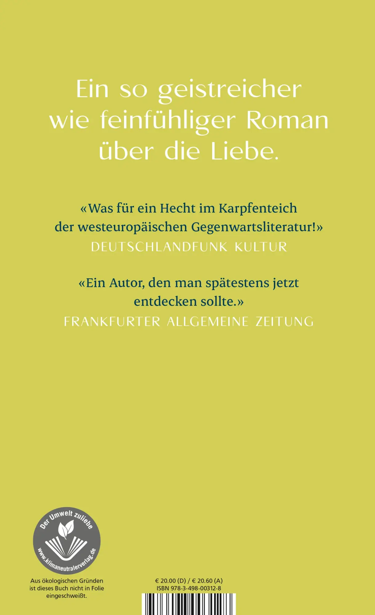 Rückseite: 9783498003128 | Ich verliebe mich so leicht | Hervé Le Tellier | Buch | 128 S. | 2022