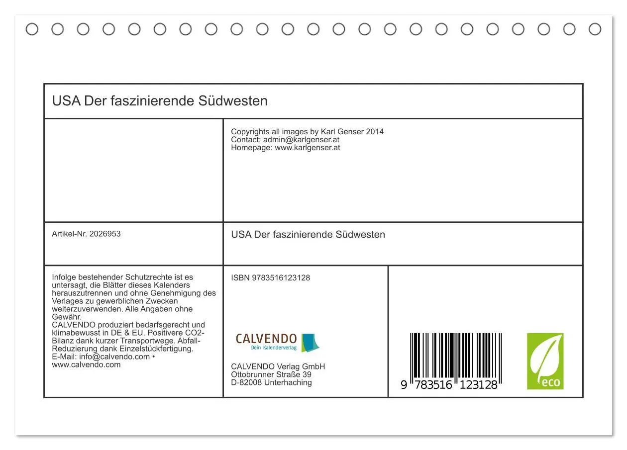 Bild: 9783516123128 | USA Der faszinierende Südwesten (Tischkalender 2026 DIN A5 quer),...