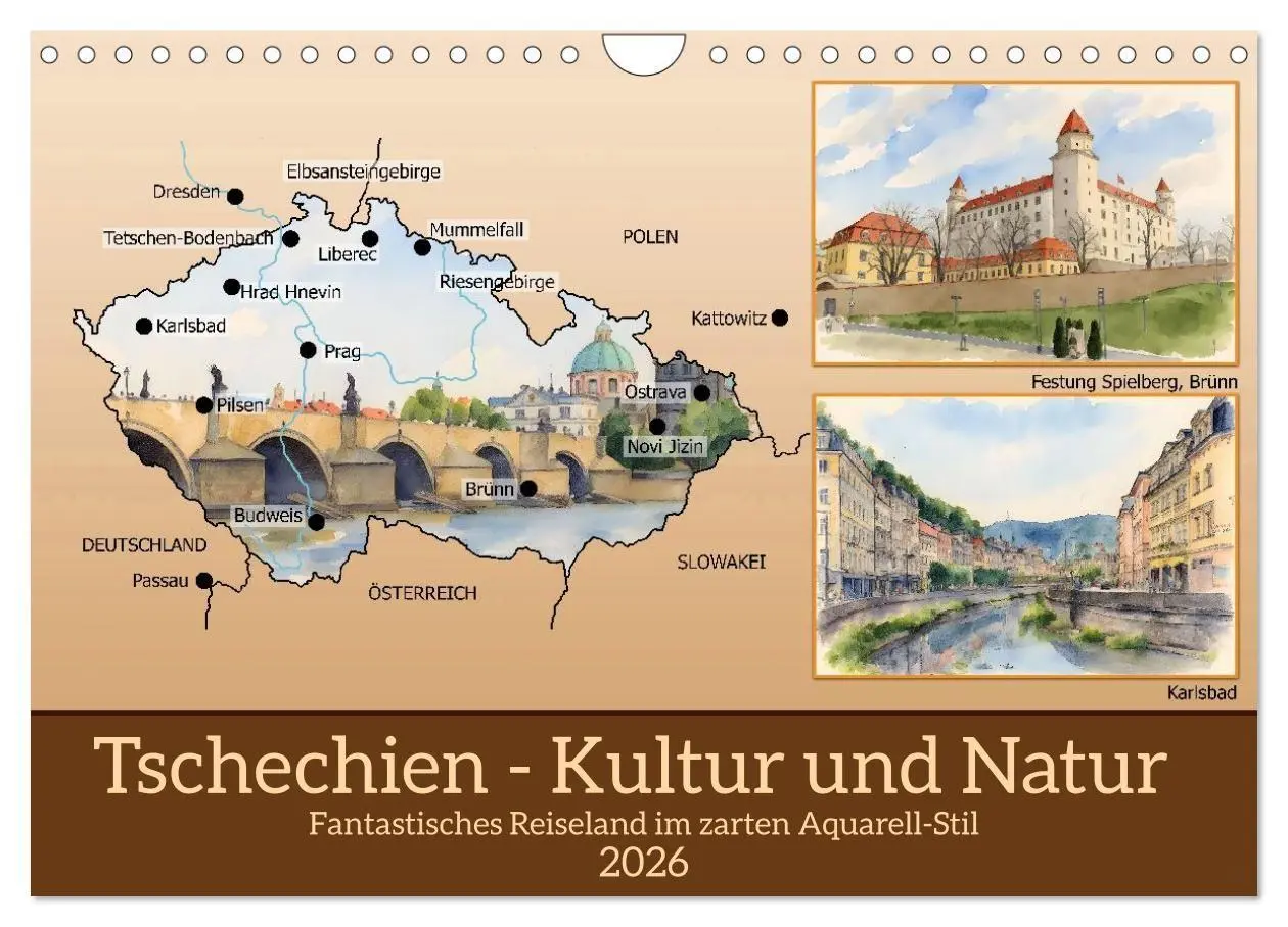 Cover: 9783516743128 | Tschechien - Kultur und Natur (Wandkalender 2026 DIN A4 quer),...
