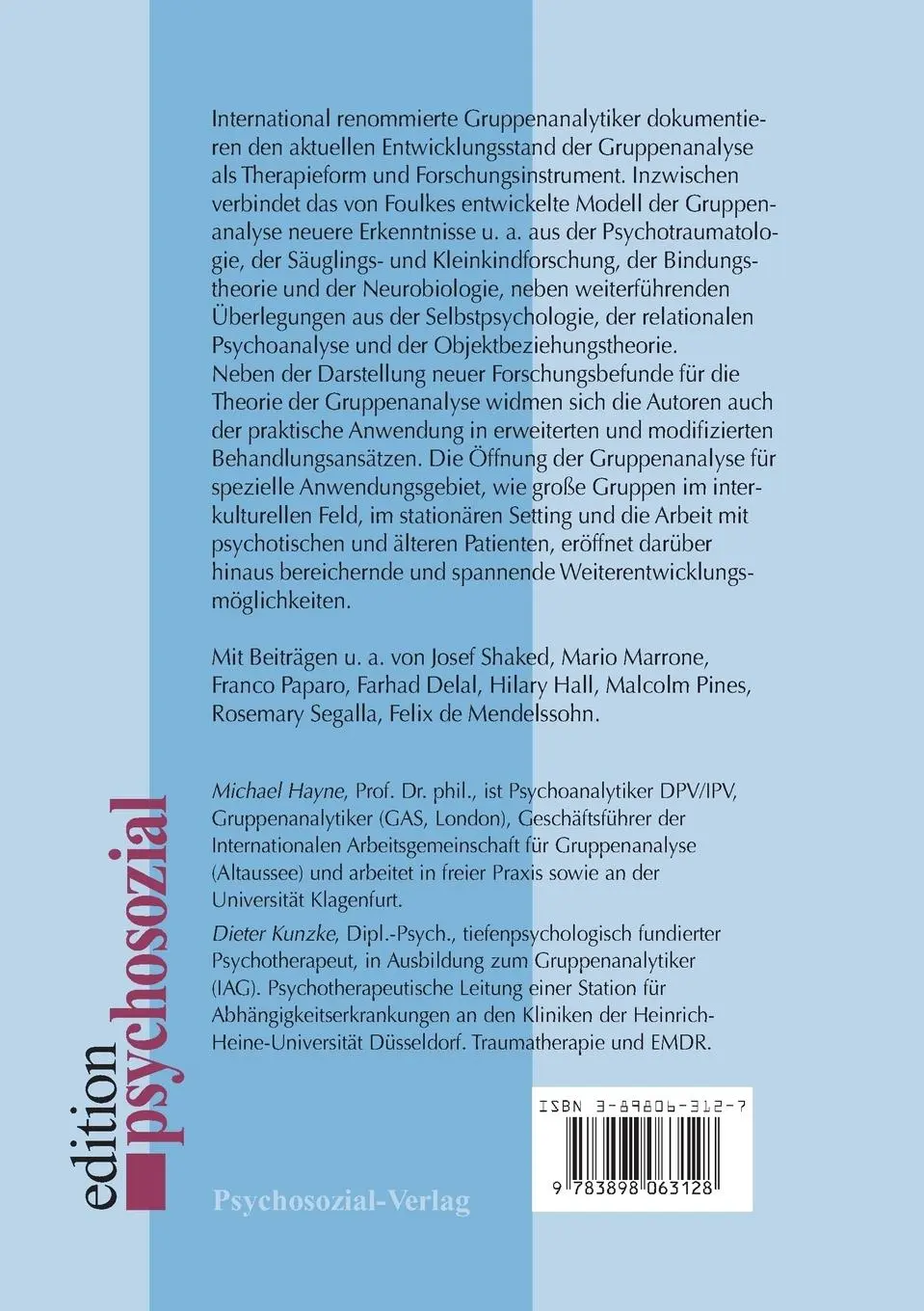 Rückseite: 9783898063128 | Moderne Gruppenanalyse | Michael Hayne (u. a.) | Taschenbuch | 334 S.