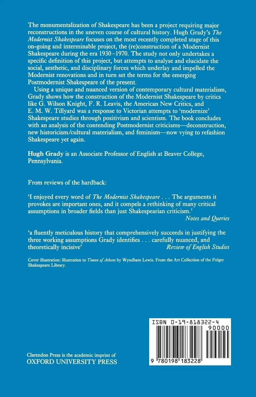 Rückseite: 9780198183228 | The Modernist Shakespeare | Critical Texts In A Material World | Grady