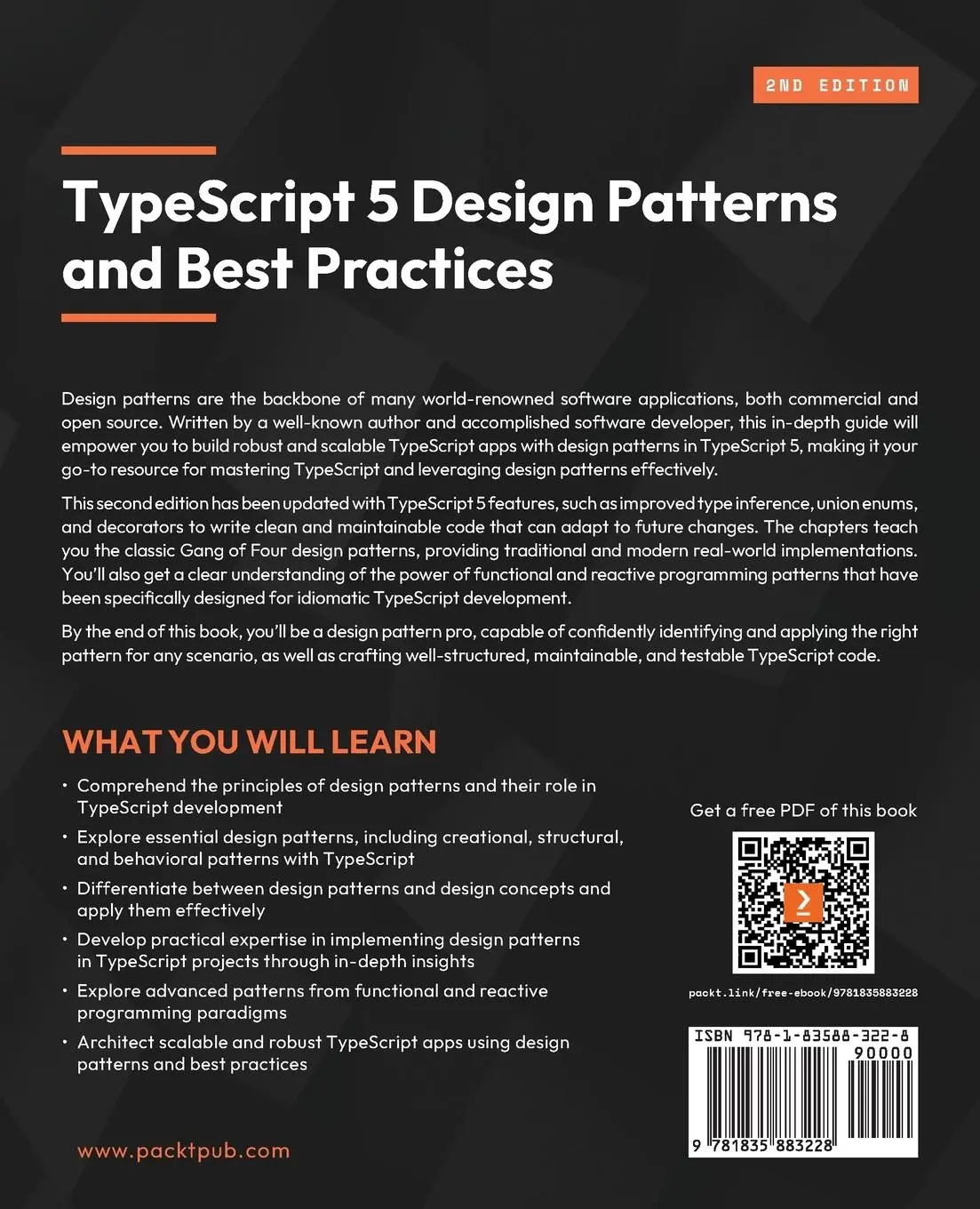 Rückseite: 9781835883228 | TypeScript 5 Design Patterns and Best Practices - Second Edition