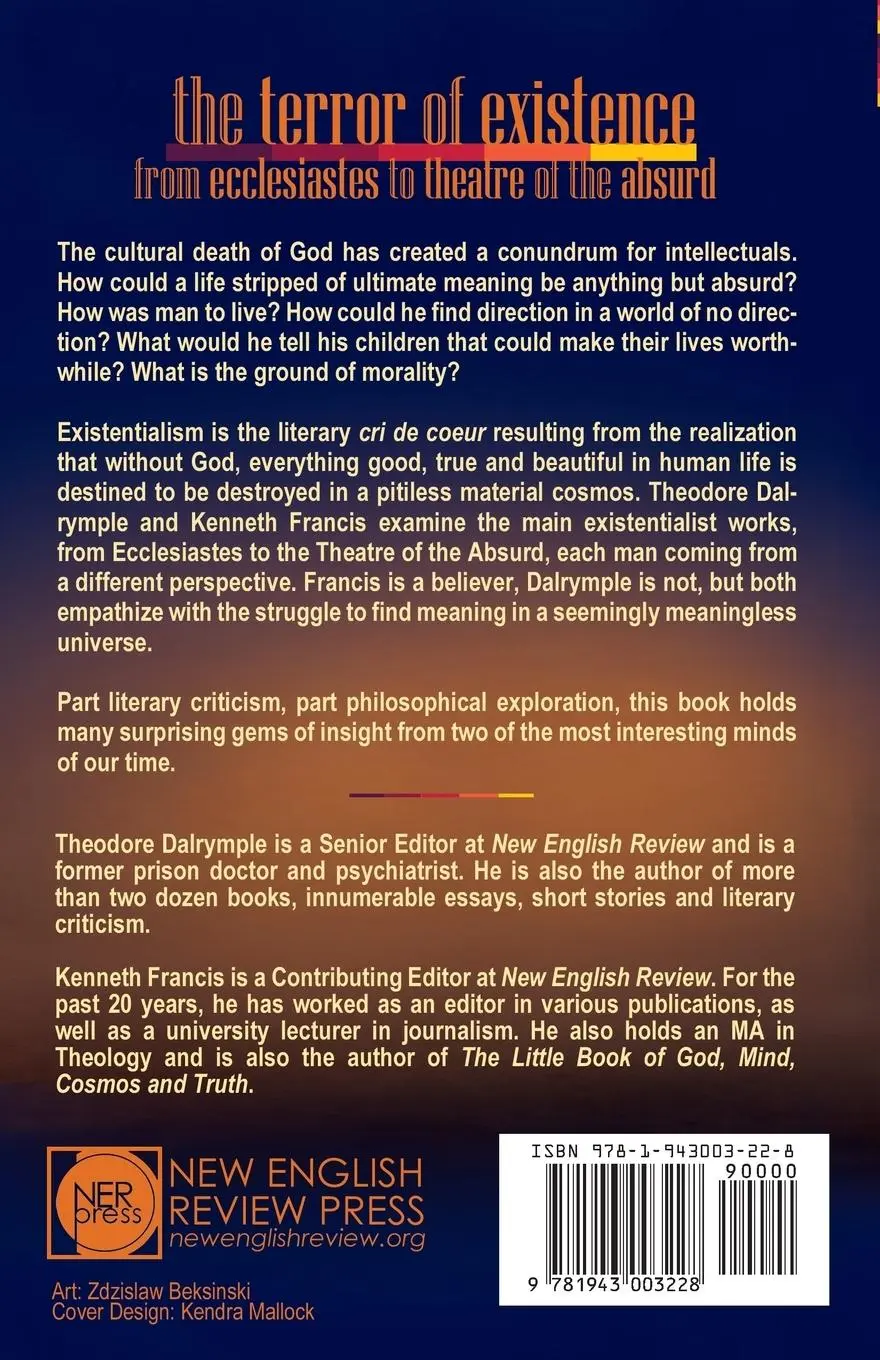 Rückseite: 9781943003228 | The Terror of Existence | From Ecclesiastes to Theatre of the Absurd