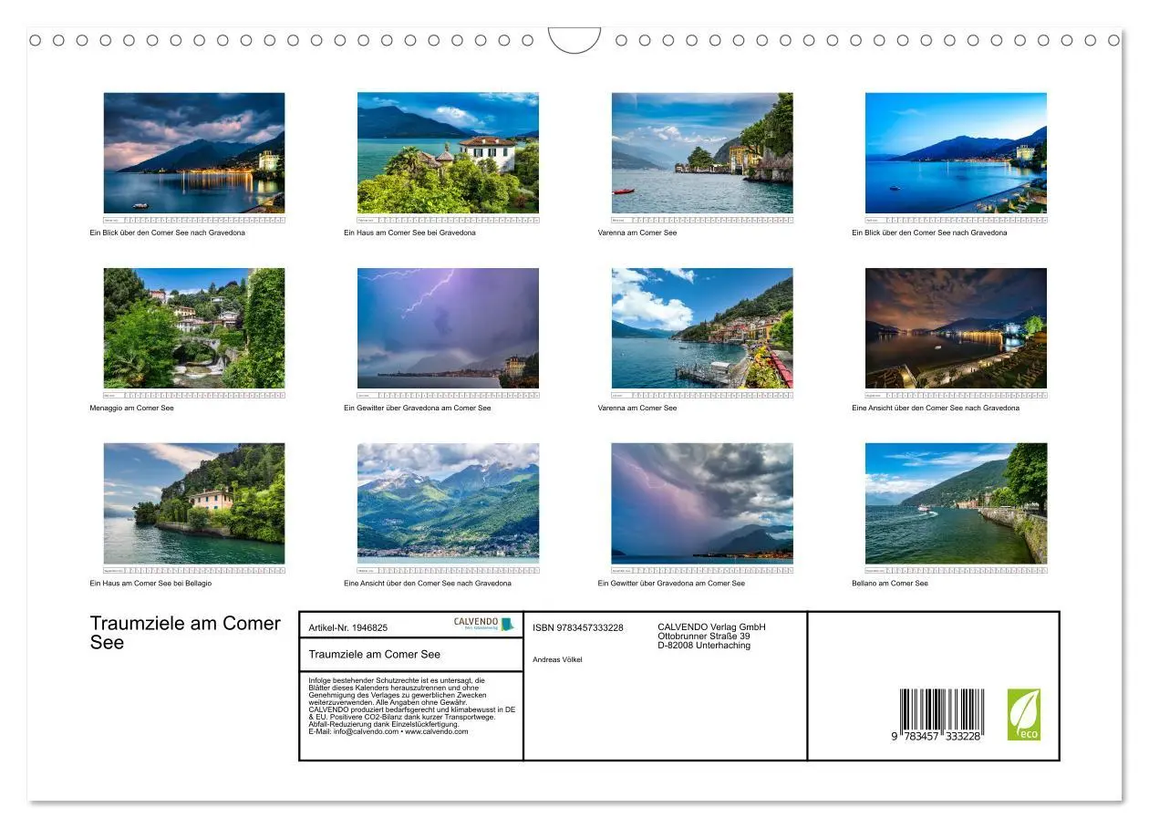 Bild: 9783457333228 | Traumziele am Comer See (Wandkalender 2026 DIN A3 quer), CALVENDO...