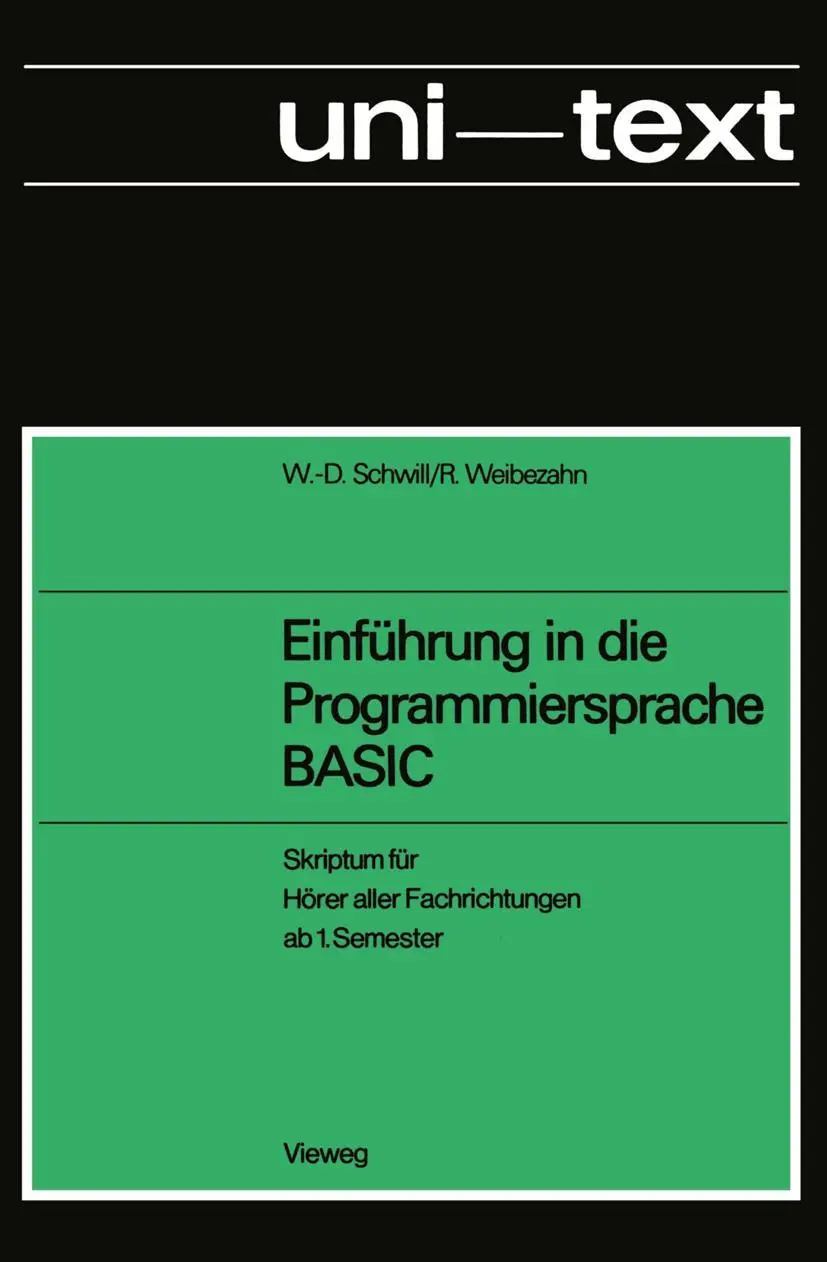 Cover: 9783528233228 | Einführung in die Programmiersprache BASIC | Wolf-Dietrich Schwill