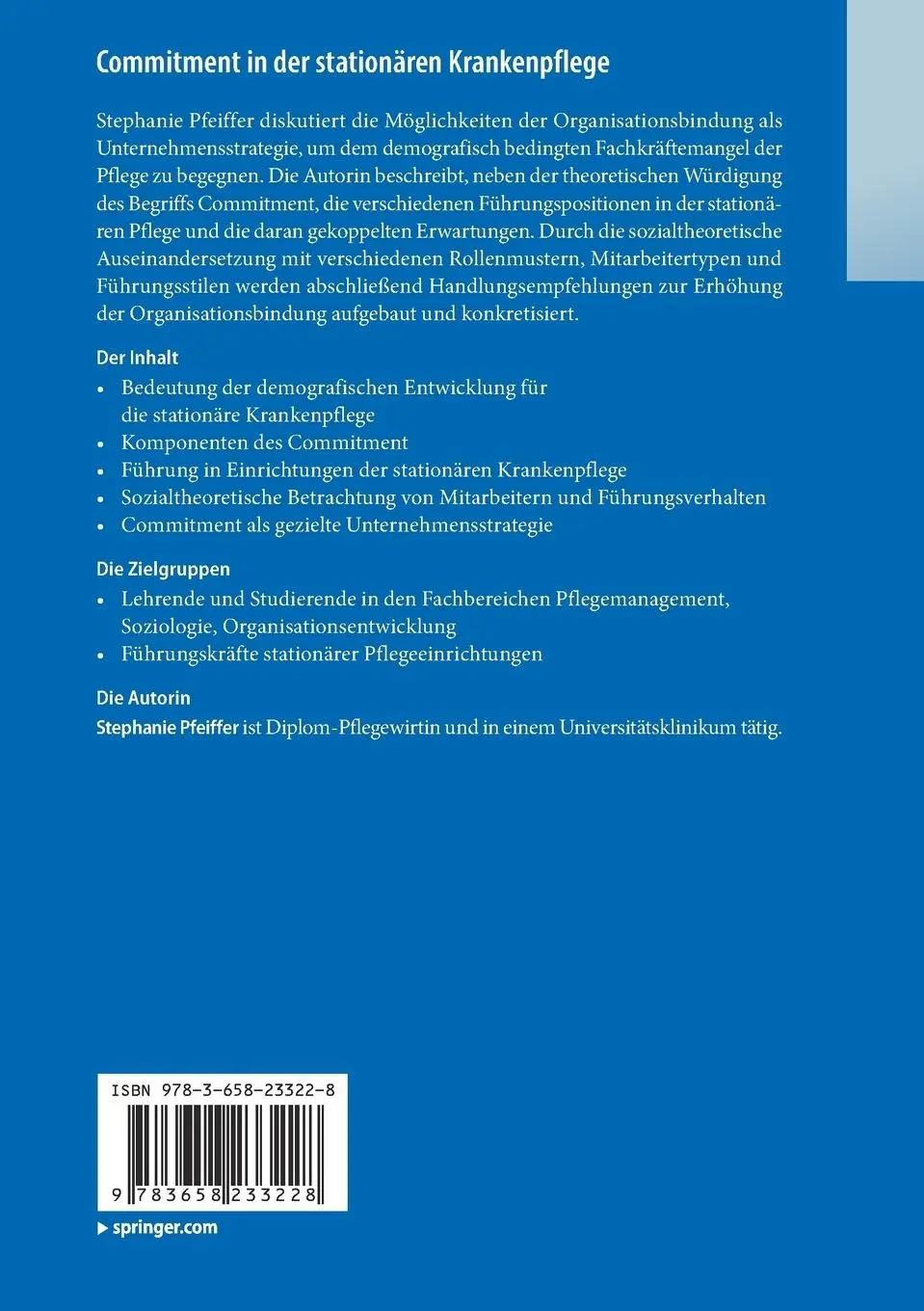 Rückseite: 9783658233228 | Commitment in der stationären Krankenpflege | Stephanie Pfeiffer | ix