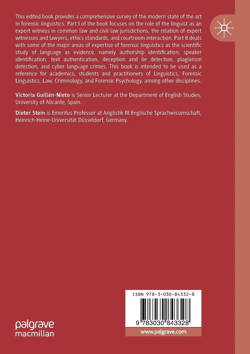 Rückseite: 9783030843328 | Language as Evidence | Doing Forensic Linguistics | Stein (u. a.)