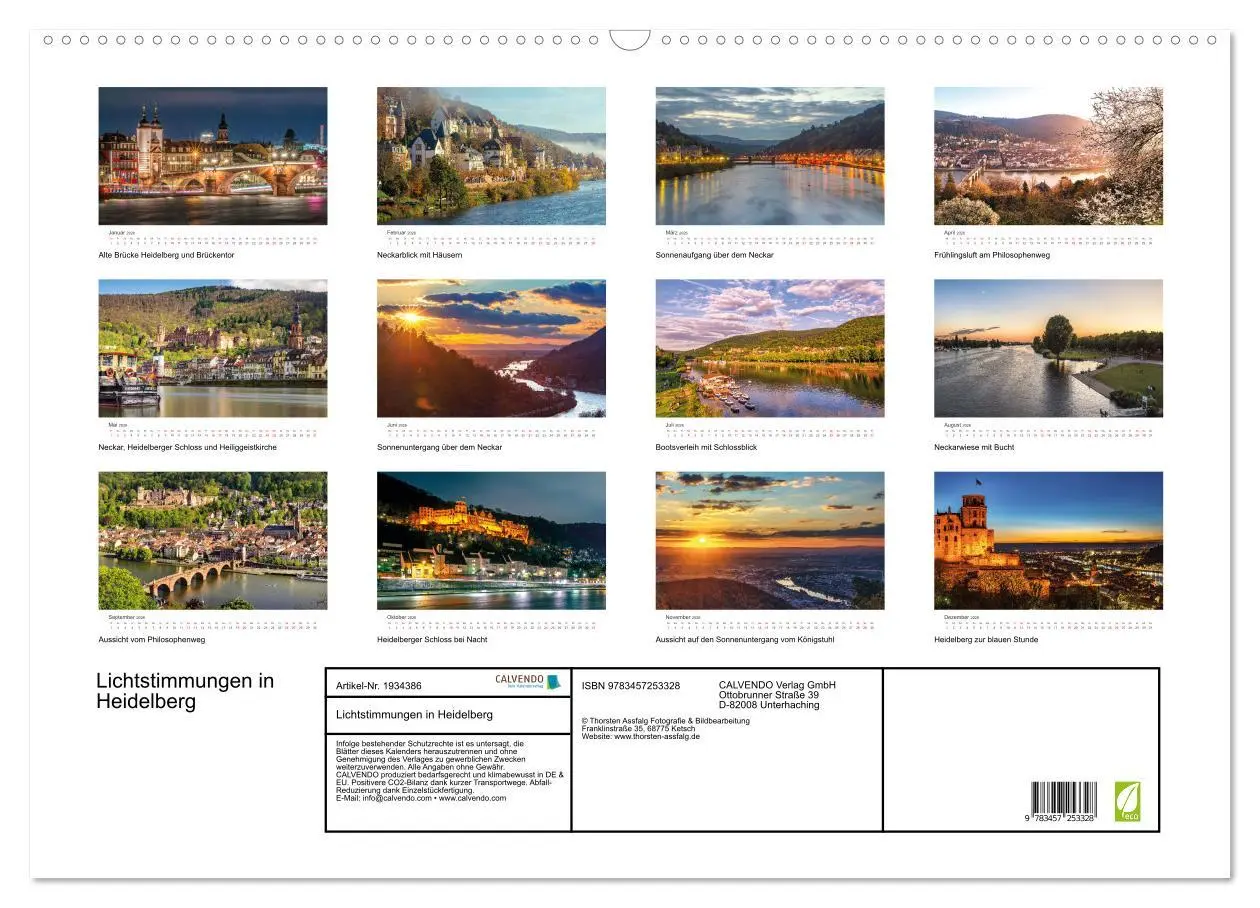 Bild: 9783457253328 | Lichtstimmungen in Heidelberg (Wandkalender 2026 DIN A2 quer),...