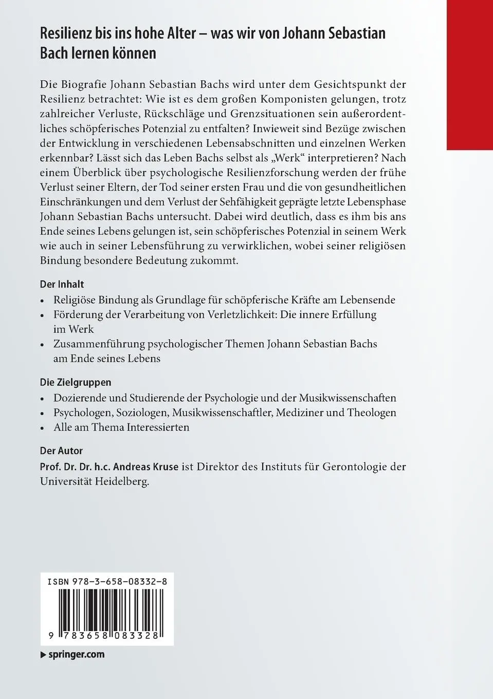 Rückseite: 9783658083328 | Resilienz bis ins hohe Alter - was wir von Johann Sebastian Bach...