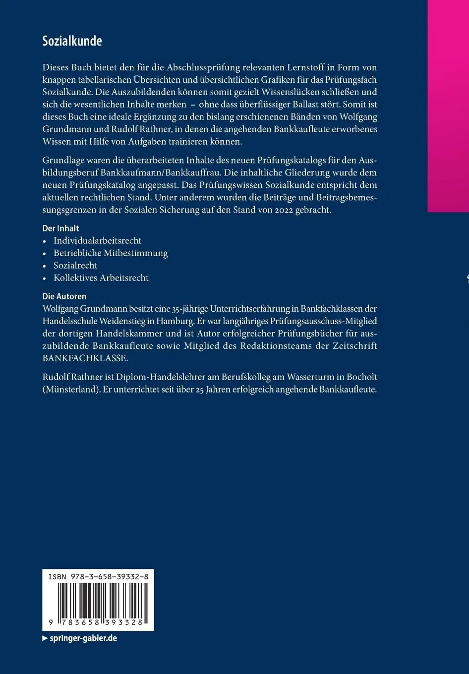 Rückseite: 9783658393328 | Sozialkunde | Prüfungswissen in Übersichten | Rudolf Rathner (u. a.)