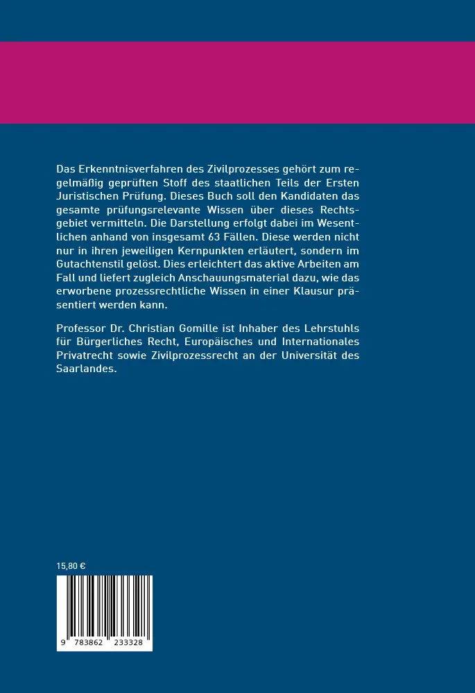 Bild: 9783862233328 | Zivilprozessrecht 1 | Erkenntnisverfahren | Christian Gomille | Buch