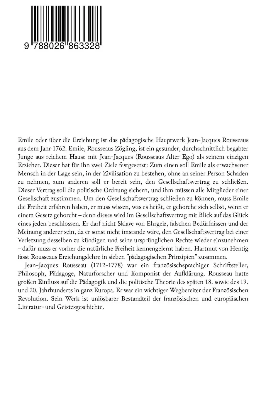 Rückseite: 9788026863328 | Emile oder über die Erziehung | Bildungsroman: Pädagogische Prinzipien