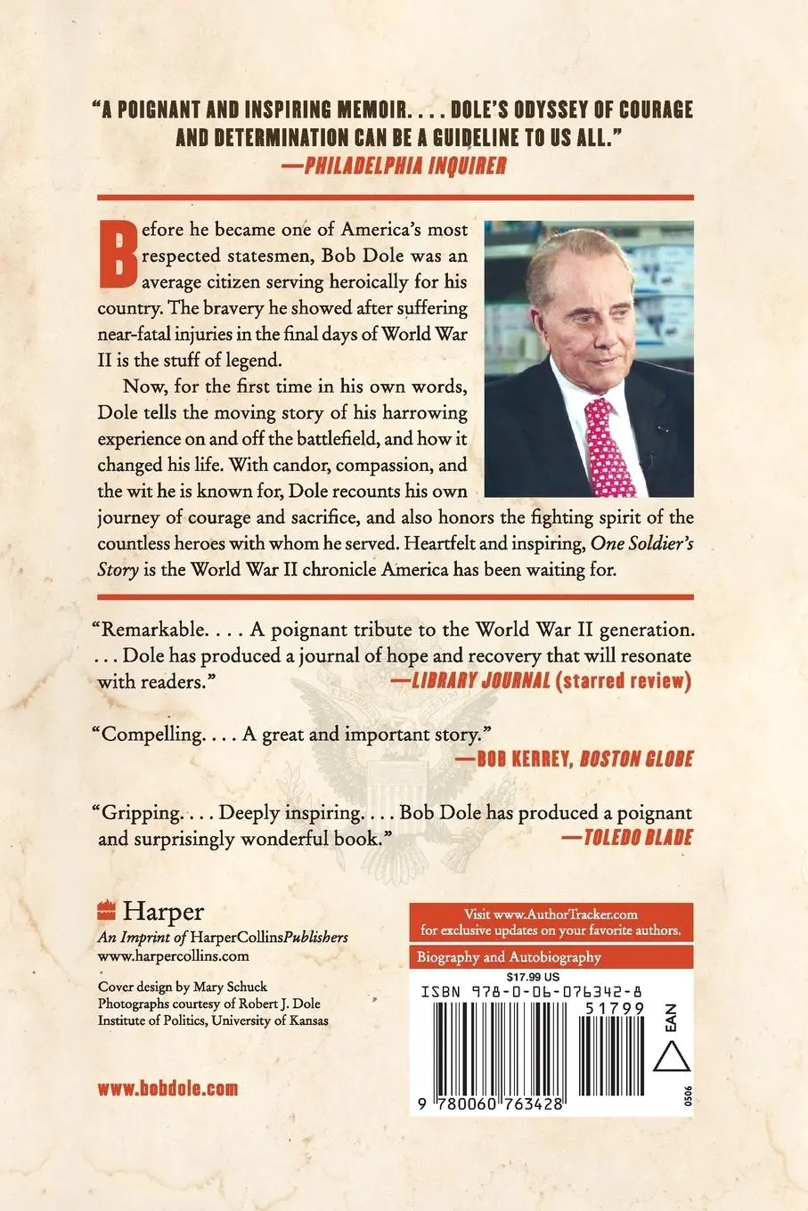 Rückseite: 9780060763428 | One Soldier's Story | A Memoir | Bob Dole | Taschenbuch | Englisch
