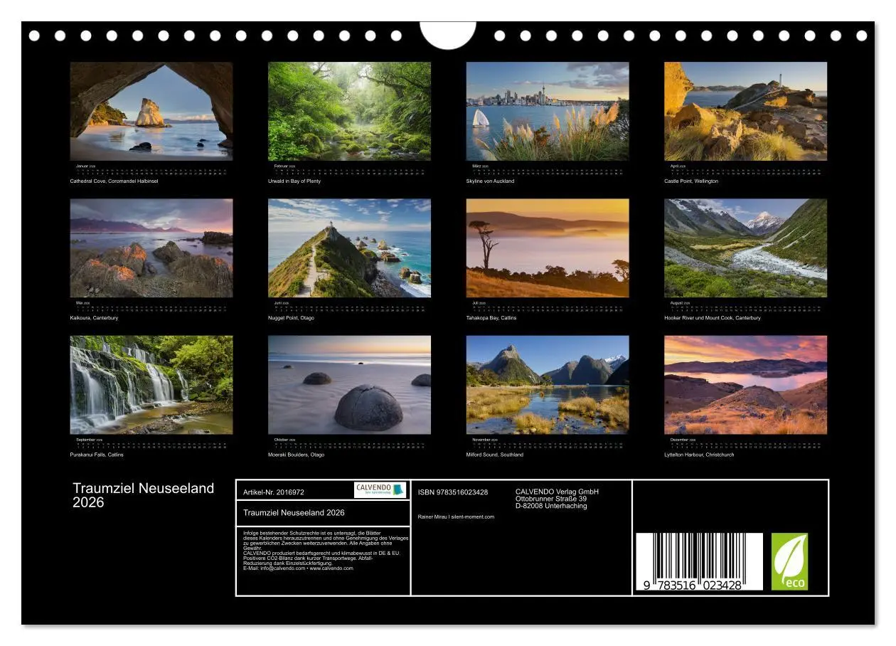 Bild: 9783516023428 | Traumziel Neuseeland 2026 (Wandkalender 2026 DIN A4 quer), CALVENDO...