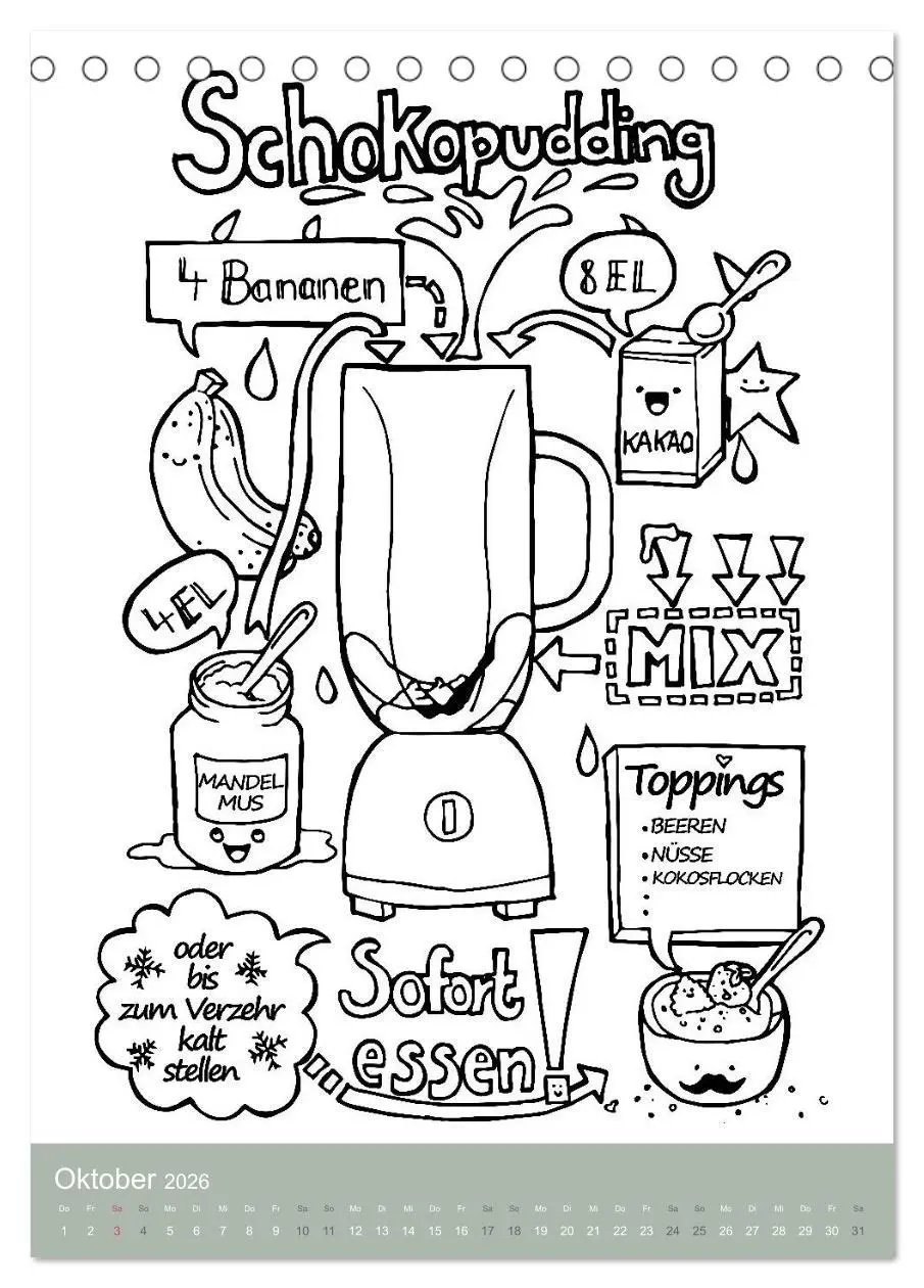Bild: 9783516403428 | KOCH MAL KALENDER - Lustige Rezepte zum Ausmalen (Tischkalender...