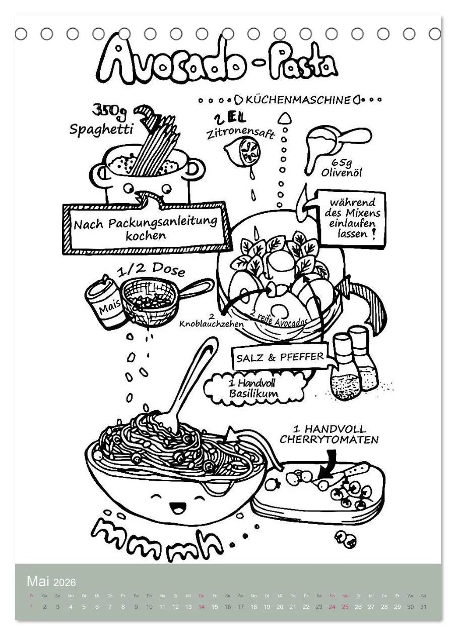 Bild: 9783516403428 | KOCH MAL KALENDER - Lustige Rezepte zum Ausmalen (Tischkalender...