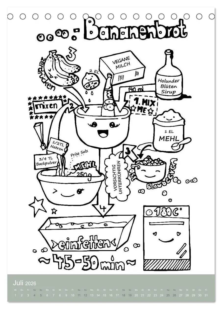 Bild: 9783516403428 | KOCH MAL KALENDER - Lustige Rezepte zum Ausmalen (Tischkalender...