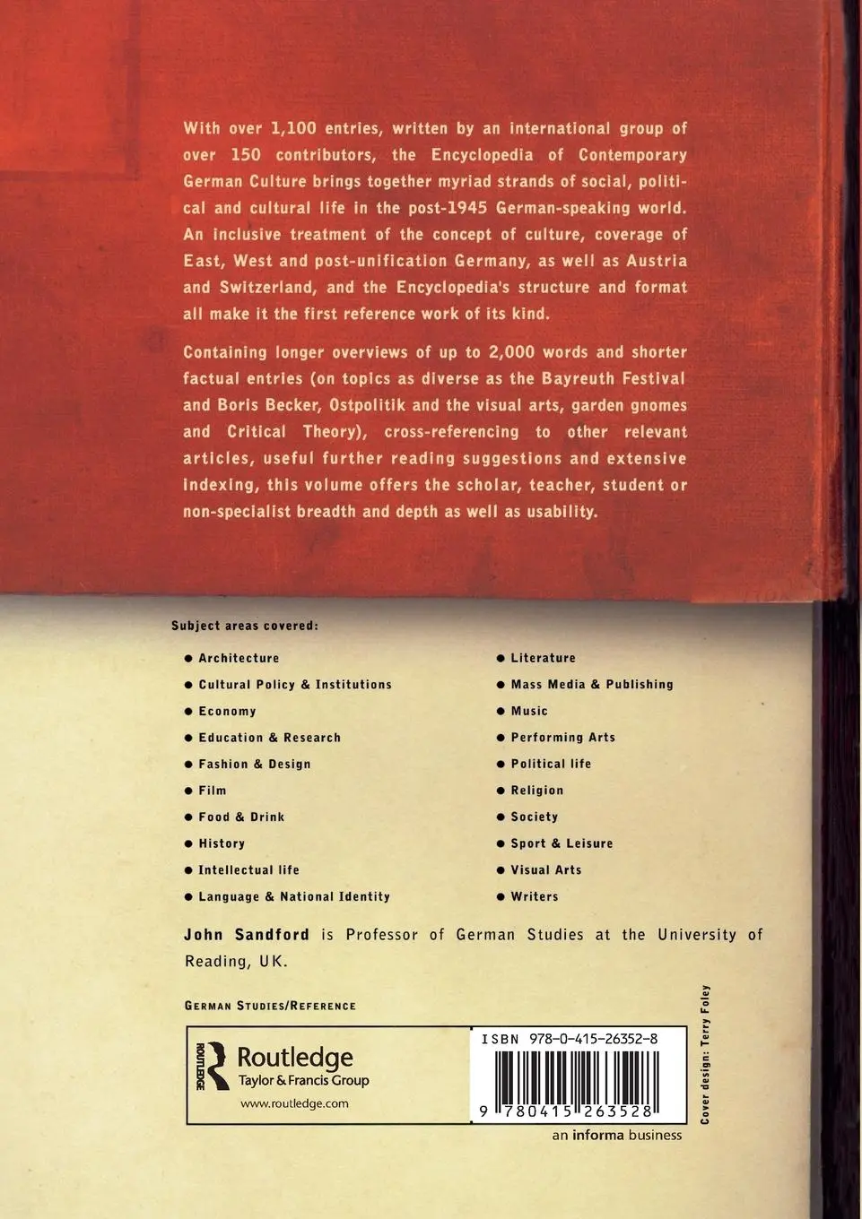 Rückseite: 9780415263528 | Encyclopedia of Contemporary German Culture | John Sandford | Buch