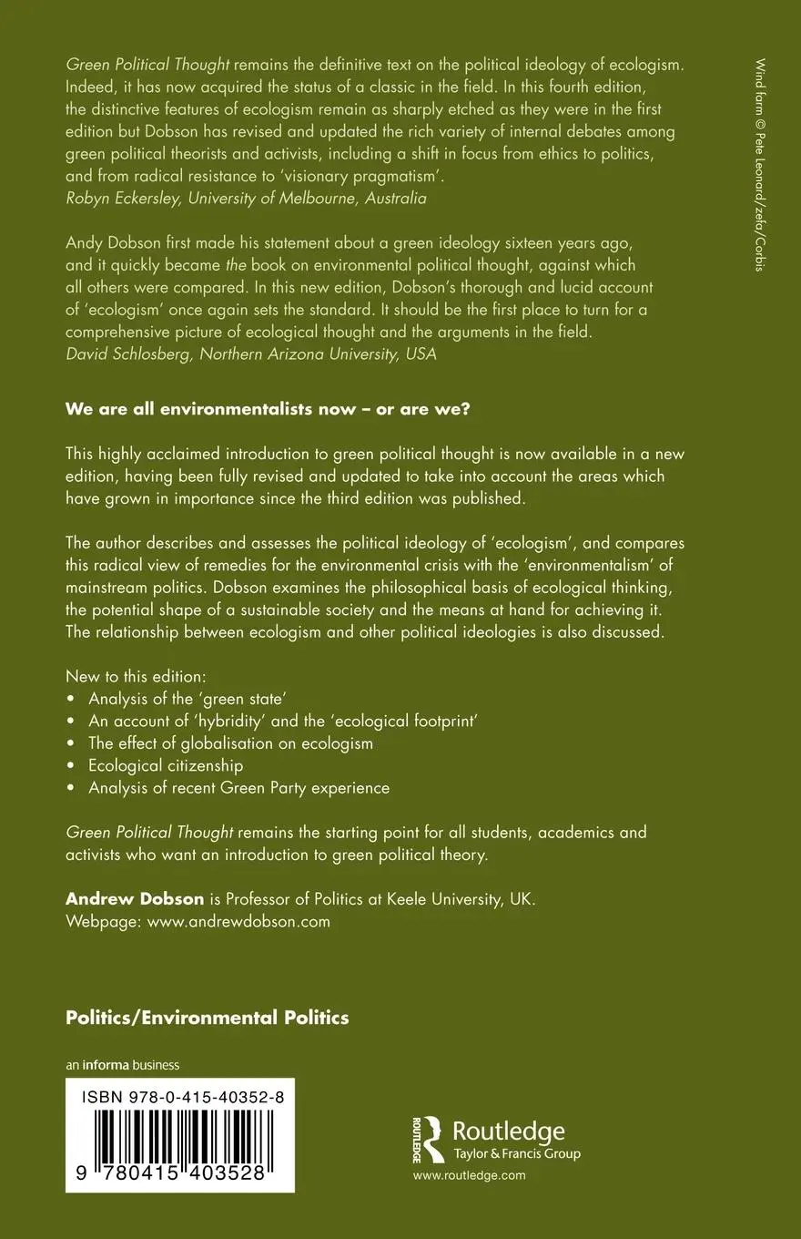 Rückseite: 9780415403528 | Green Political Thought | Andrew Dobson | Taschenbuch | Englisch