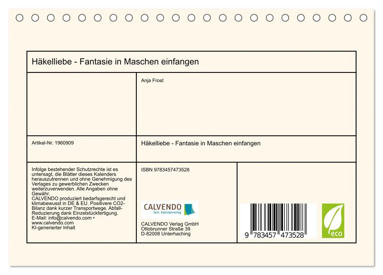 Bild: 9783457473528 | Häkelliebe - Fantasie in Maschen einfangen (Tischkalender 2026 DIN...
