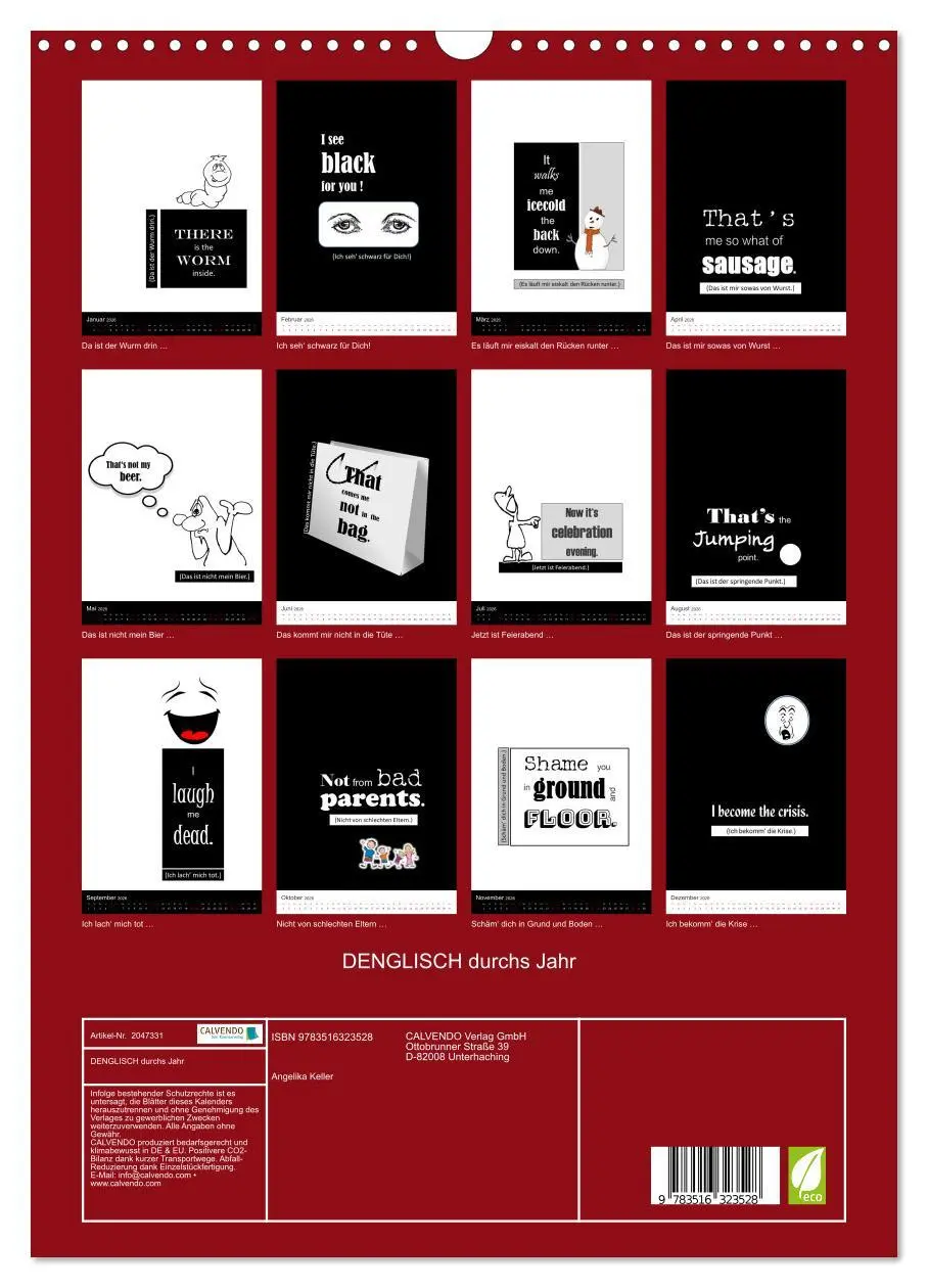 Bild: 9783516323528 | DENGLISCH durchs Jahr (Wandkalender 2026 DIN A3 hoch), CALVENDO...