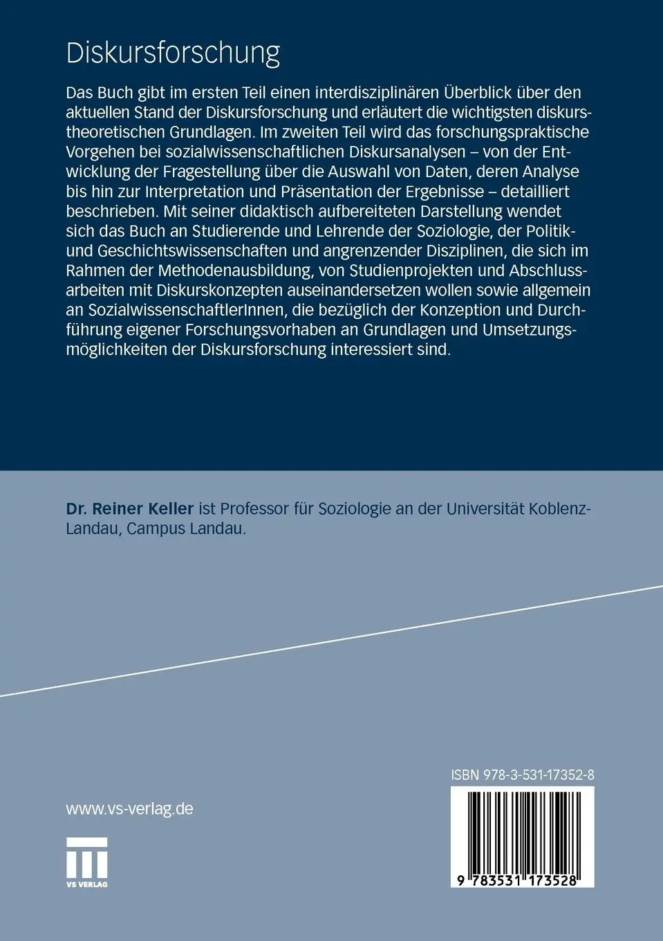 Rückseite: 9783531173528 | Diskursforschung | Eine Einführung für SozialwissenschaftlerInnen