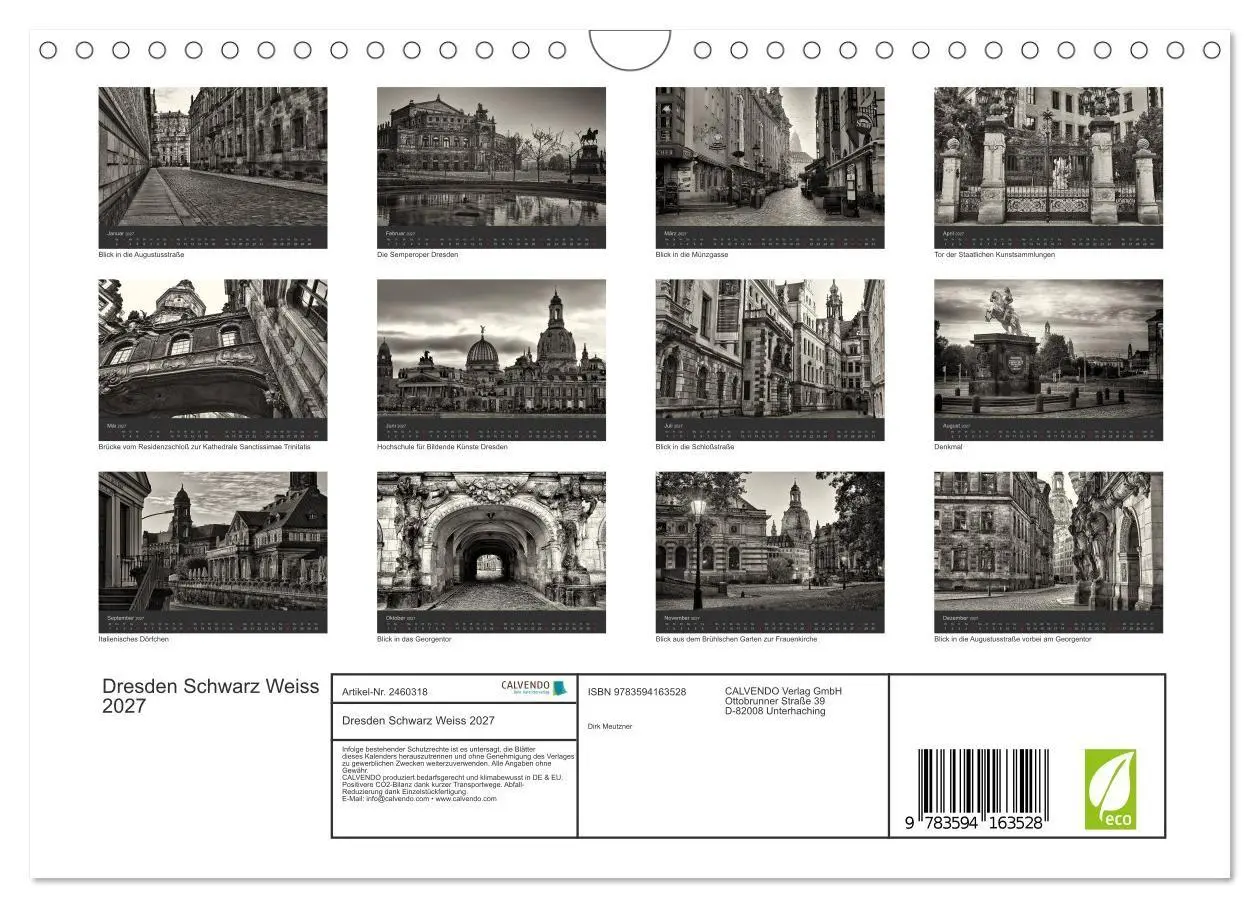 Bild: 9783594163528 | Dresden Schwarz Weiss 2027 (Wandkalender 2027 DIN A4 quer),...