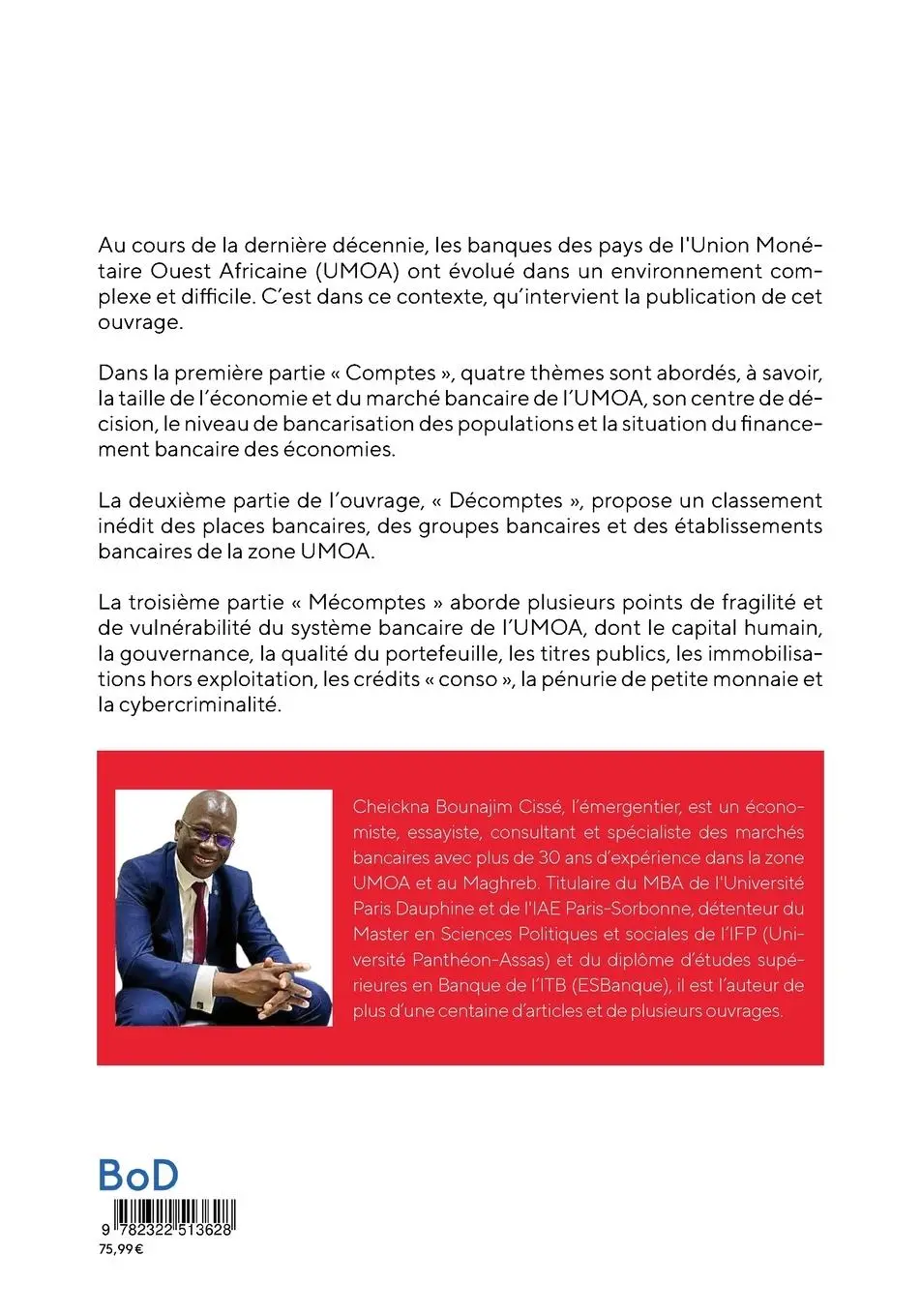 Rückseite: 9782322513628 | Comptes, décomptes, mécomptes des banques de l'UMOA | Cissé | Buch