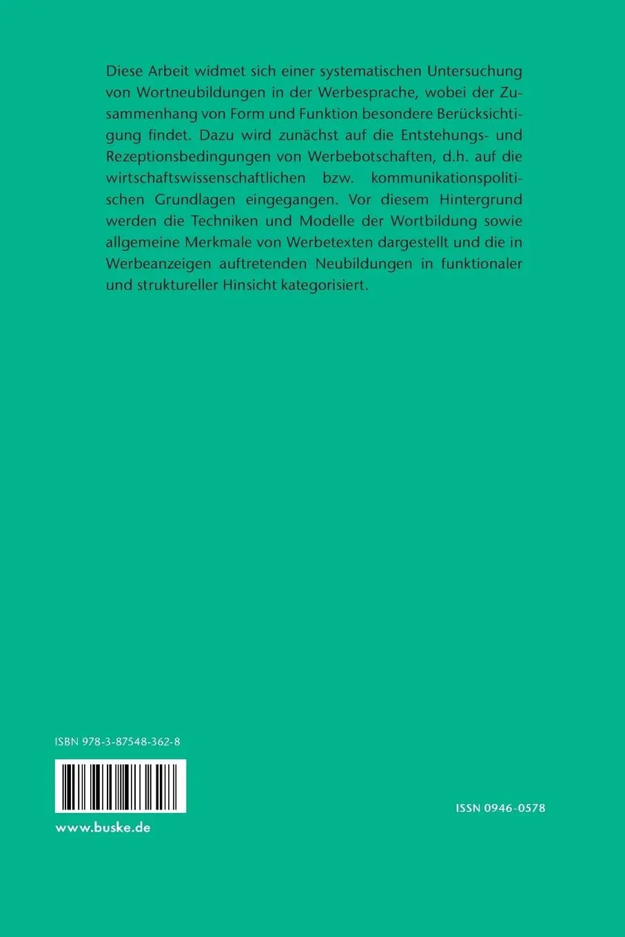 Rückseite: 9783875483628 | Wortbildungsstrategien in der Werbung | Ulrike Krieg-Holz | Buch