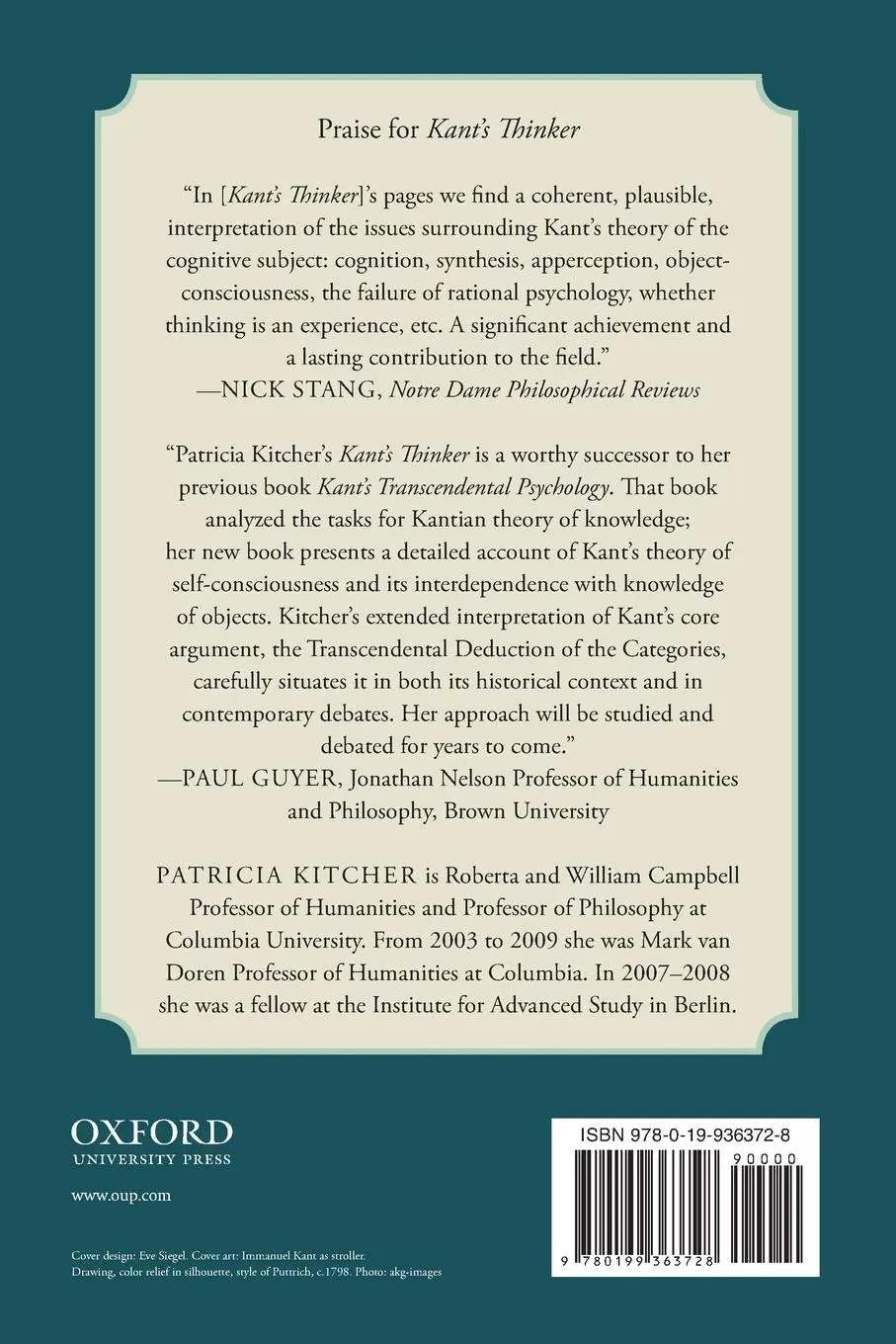 Rückseite: 9780199363728 | Kant's Thinker | Patricia Kitcher | Taschenbuch | Englisch | 2014