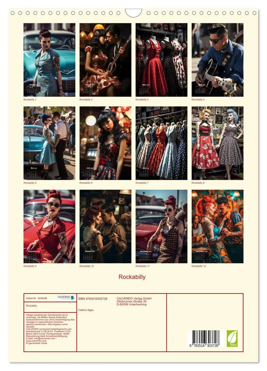 Bild: 9783516303728 | Rockabilly (Wandkalender 2026 DIN A3 hoch), CALVENDO Monatskalender
