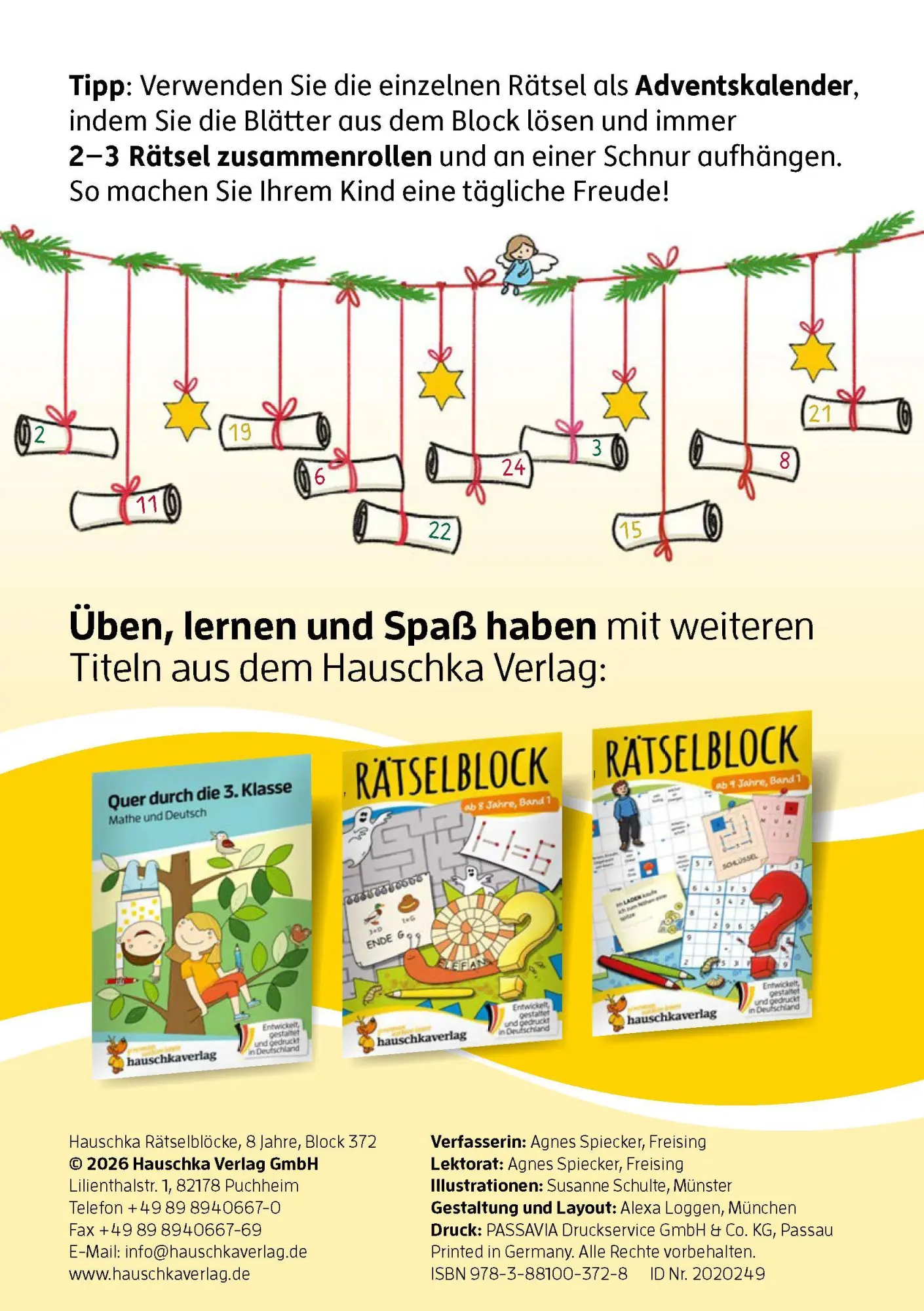 Bild: 9783881003728 | Weihnachtsrätsel - Rätselblock ab 8 Jahre | Agnes Spiecker | Buch