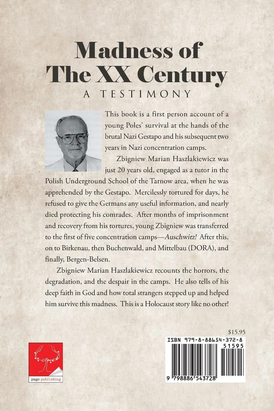 Rückseite: 9798886543728 | Madness of The XX Century: A Testimony | Zbigniew Marian Haszlakiewicz