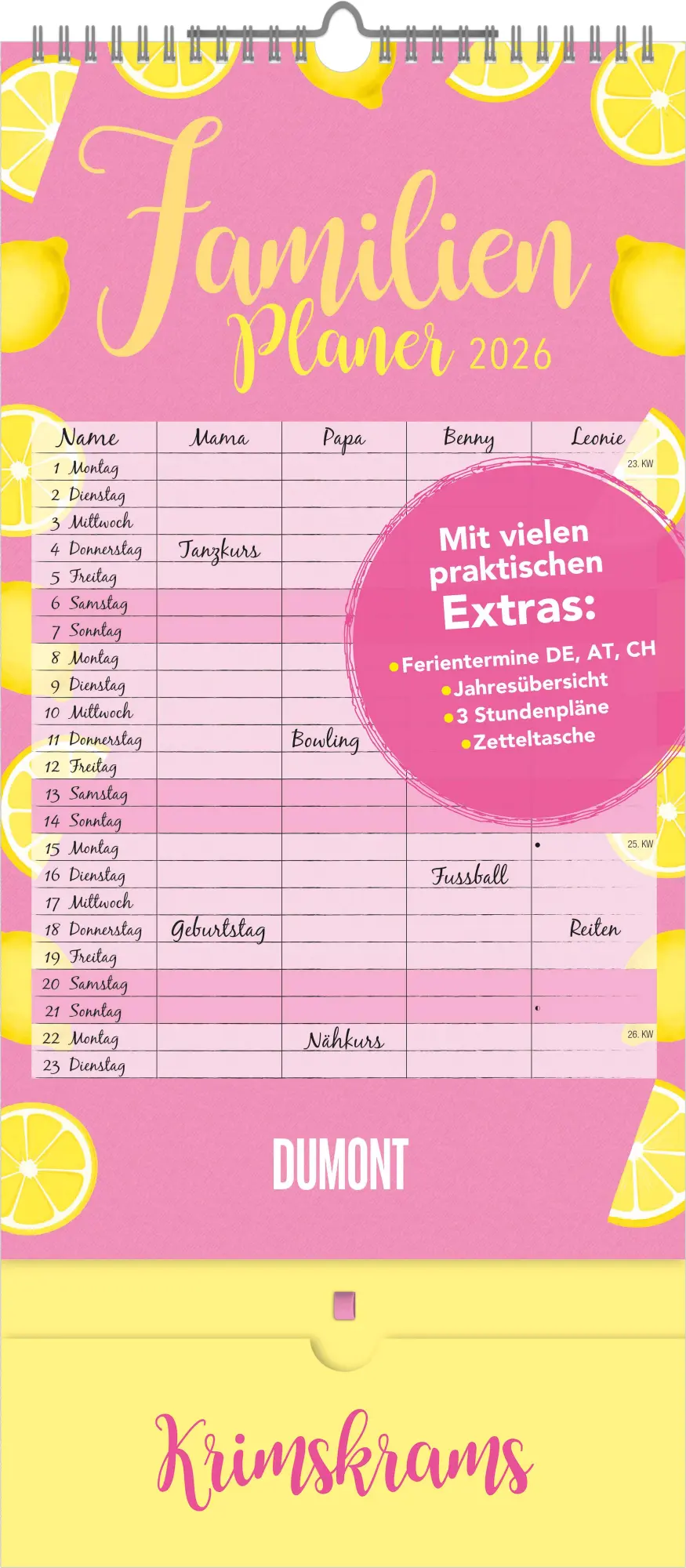 Cover: 4069095003828 | Familienplaner Krimskrams mit Tasche 2026 - 4 Spalten -...