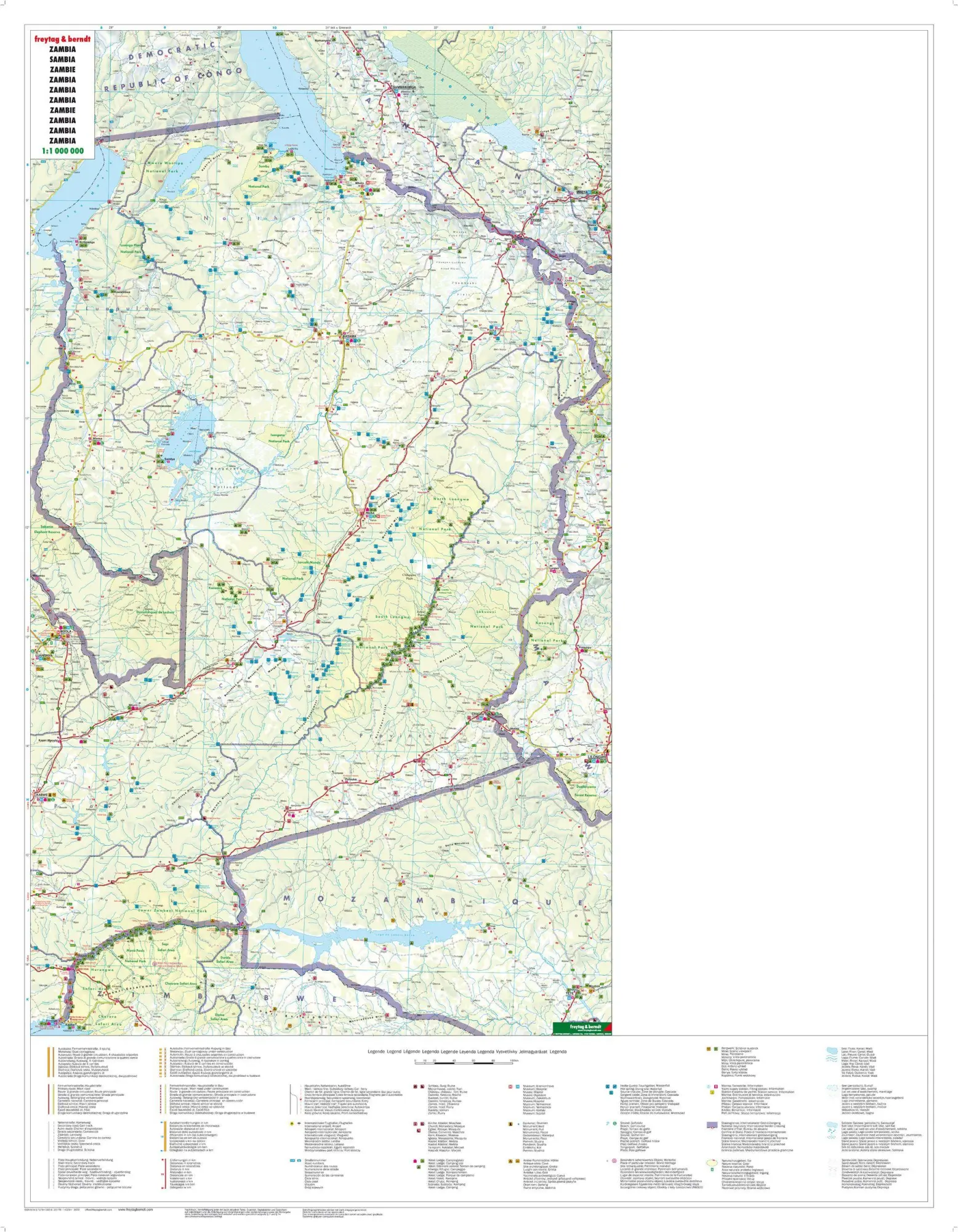 Bild: 9783707913828 | Sambia 1 : 1 1 000 000 | (Land-)Karte | freytag &amp; berndt Straßenkarte