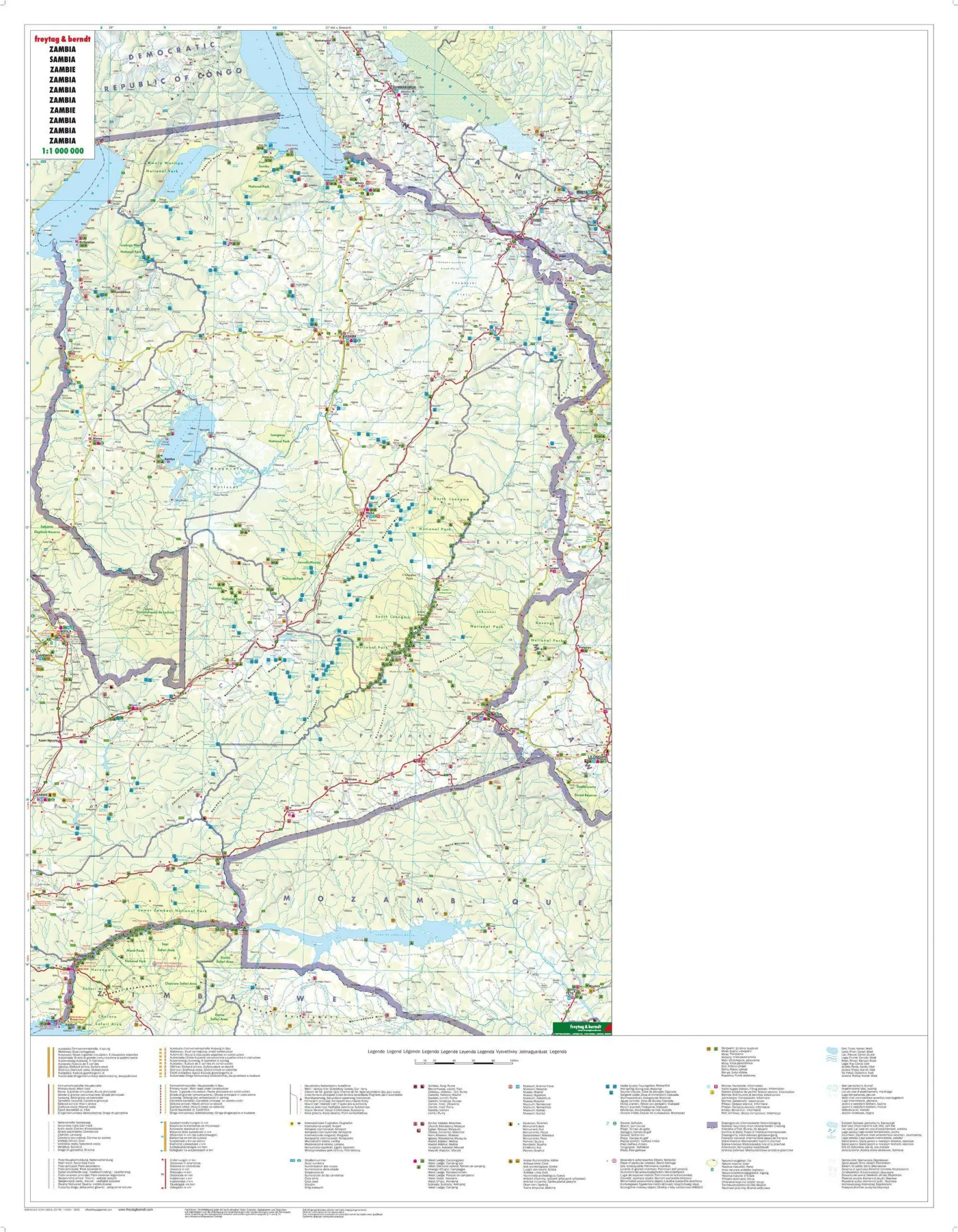 Bild: 9783707913828 | Sambia 1 : 1 1 000 000 | (Land-)Karte | freytag &amp; berndt Straßenkarte
