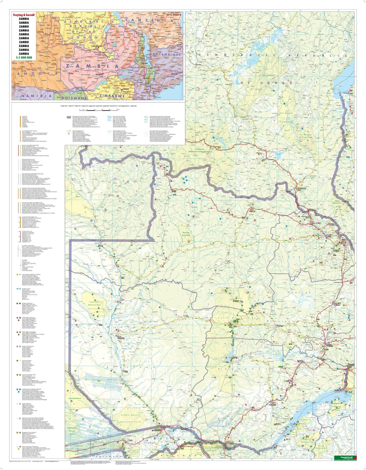 Bild: 9783707913828 | Sambia 1 : 1 1 000 000 | (Land-)Karte | freytag &amp; berndt Straßenkarte