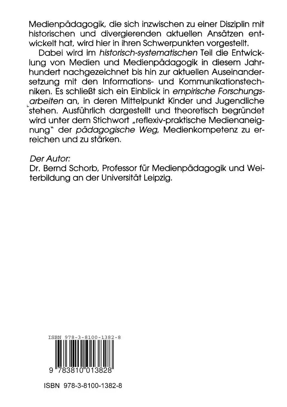 Rückseite: 9783810013828 | Medienalltag und Handeln | Bernd Schorb | Taschenbuch | 244 S. | 1995