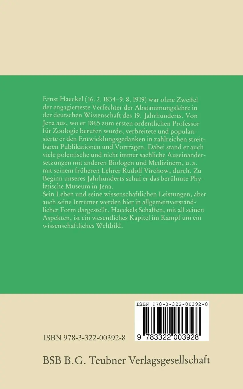Rückseite: 9783322003928 | Ernst Haeckel | Erika Krausse | Taschenbuch | 152 S. | Deutsch | 1987